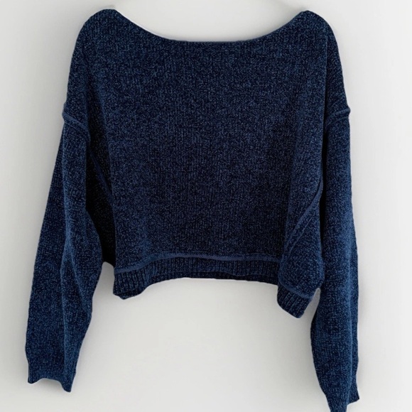 ALTAR’D STATE Women's Cropped Boat Neck Navy Sweater Size Medium, NWOT - Picture 3 of 9